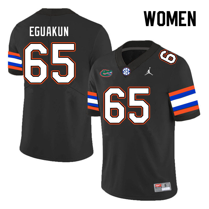 Women #65 Kingsley Eguakun Florida Gators College Football Jerseys Stitched-Black